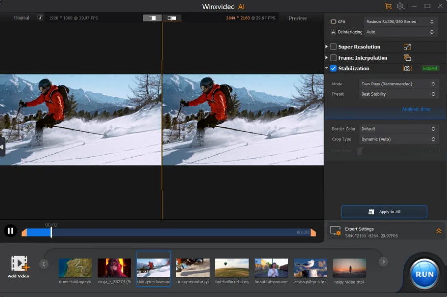 Stabilize Images & Videos Feature of WinX Video AI - AI Photo and Video Converter