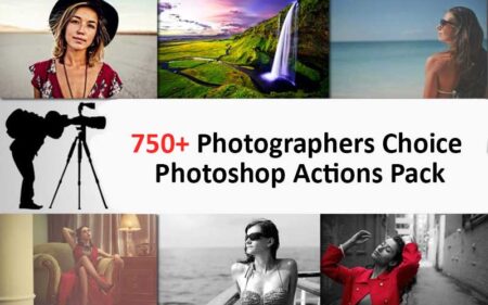 Photographers Choice Photoshop Actions Pack Feature Image showcasing a collage of women posing