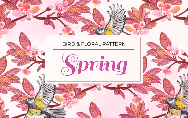 Beautiful Bird Pattern Flower Background