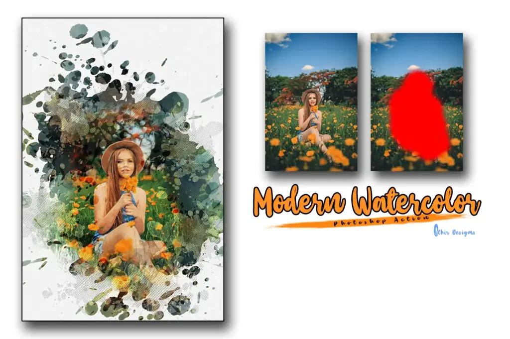Before after effect of modern watercolour