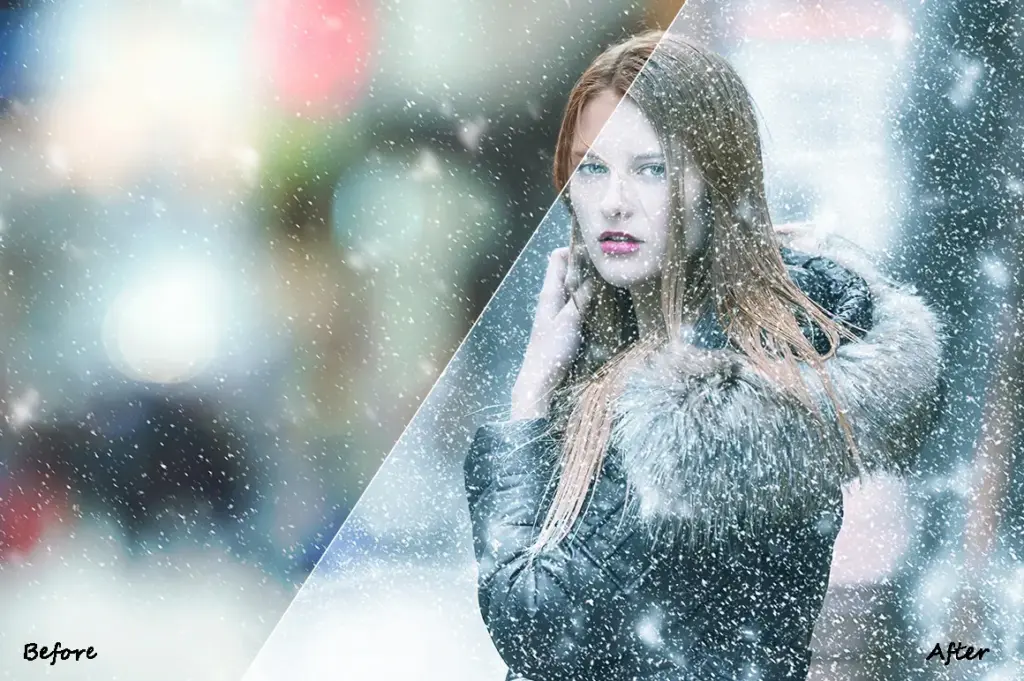 Before After Snowstorm Photoshop Actions Bundle