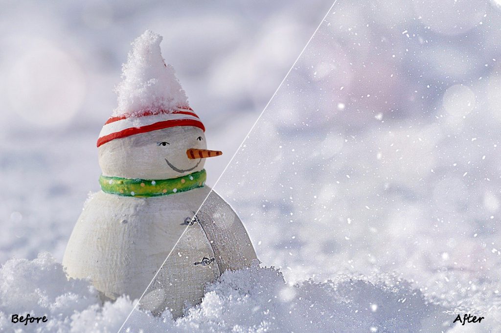 Before After Snow Photoshop Actions Bundle