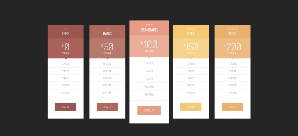 Pricing Tables templates