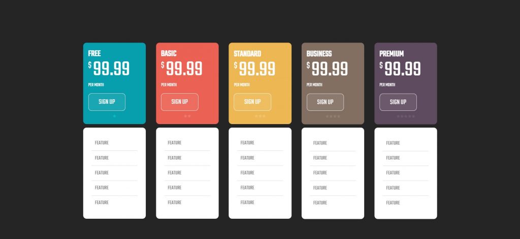 CSS Pricing Tables