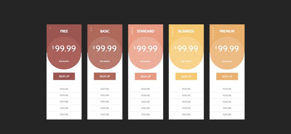 Customizable Pricing Tables