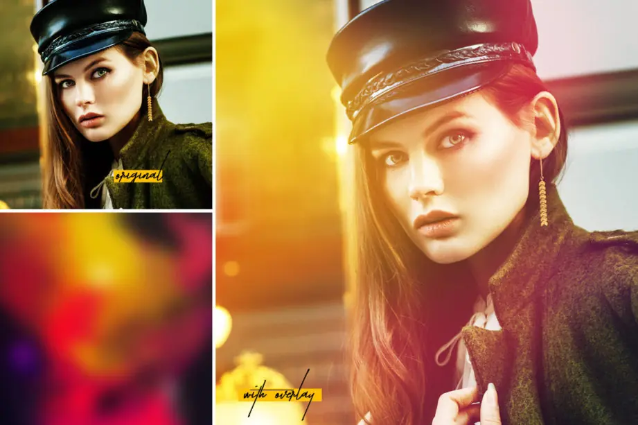 Light leak effect applied on a police woman's portrait from the Gigantic Bundle