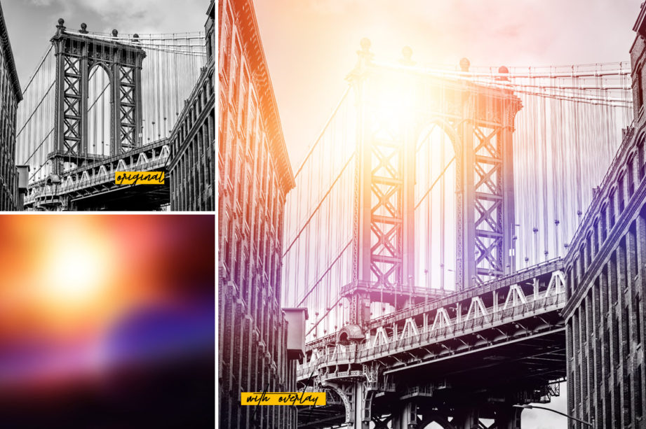 Urban scene with light leak effect
