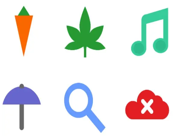 Music, leaf, umbrella logotype design