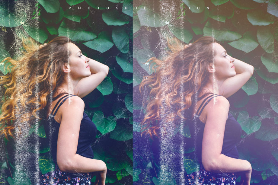 Grunge effect on woman: before and after