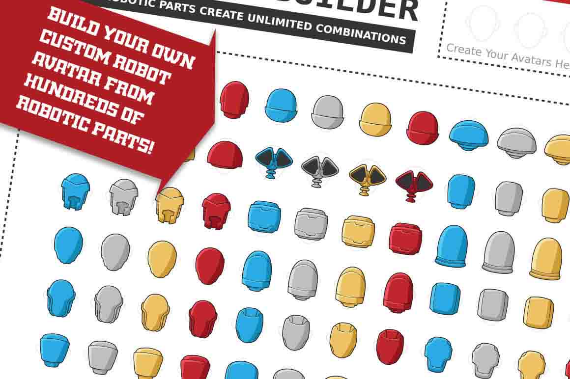face builder various options to build a robot's face