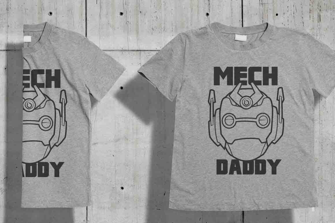 Grey t shirt design mockup showcasing the robots