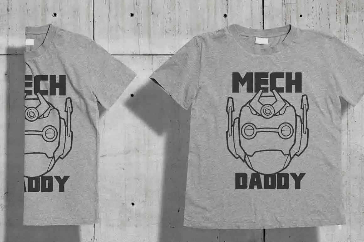 Grey t shirt design mockup showcasing the robots