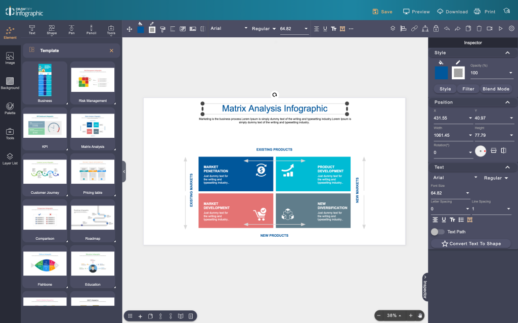 Drag & Drop Feature of Drawtify Infographic Creator