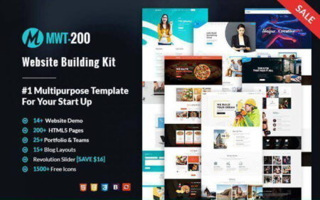 Collage of templates for the website building kit -tools to build a website