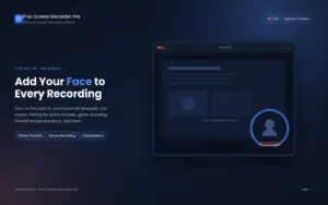 Presentation slide being screen recorded with a circular facecam webcam overlay bubble in the bottom-right corner, labeled Facecam.