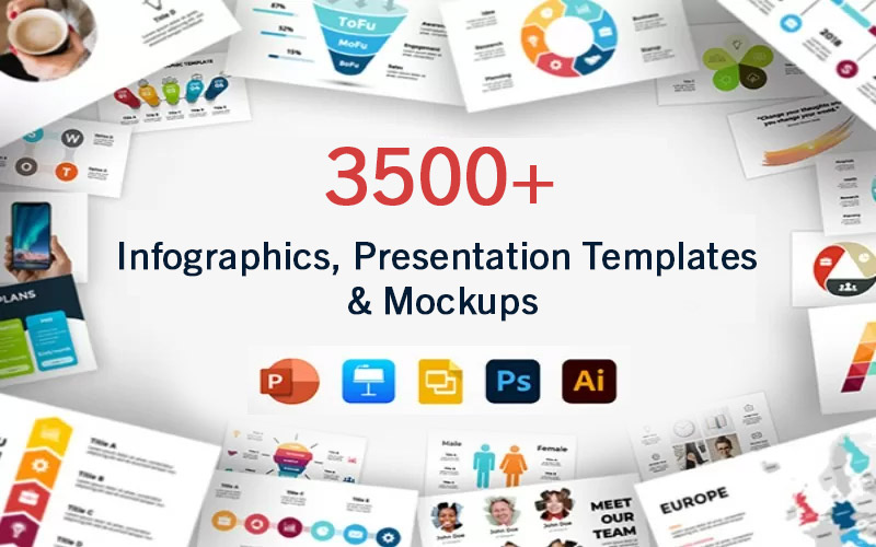 Feature Image of Infographic Templates, Presentation Templates and Mockups Bundle