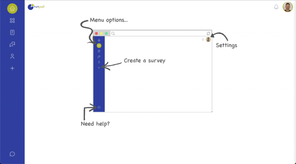 twtpoll Chatbot survey platform - survey option user interface