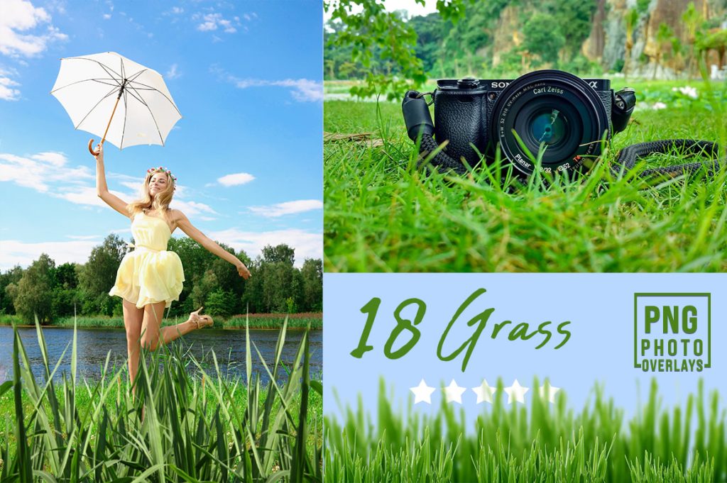 grass photoshop overlays showcasing a girl in yellow dress