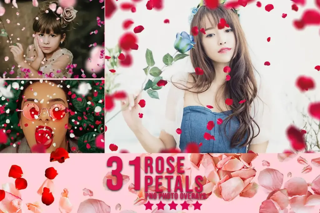 cute Rose Petals photoshop overlays