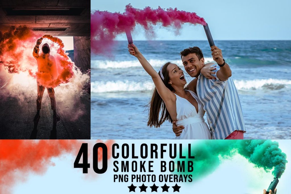 Colorful Smoke bomb photoshop overlays