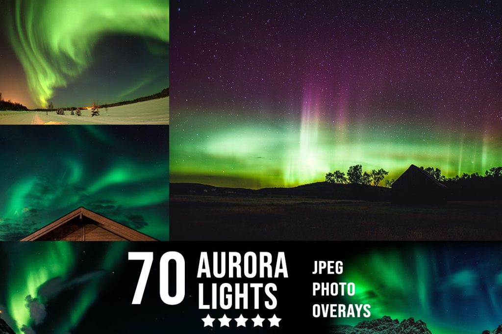 Aurora lights photo overlays showcasing northern lights