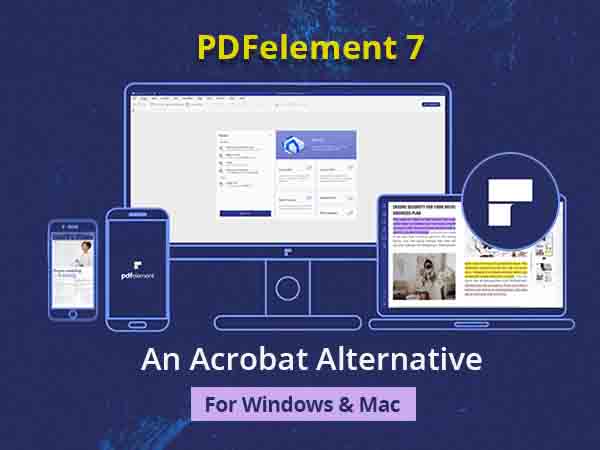 Mobile phones, laptop, and desktop with PDFElement 7