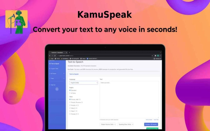 Deal Fuel Deal for KamuSpeak Text to Speech Voice Generator | Lifetime Access