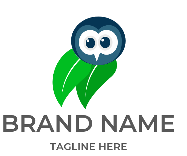 Blue with green leaves logo element