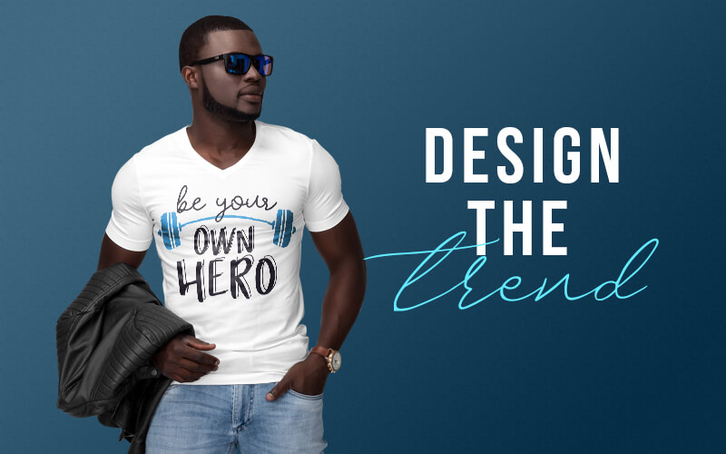 Design the trend design- man wearing white t-shirt