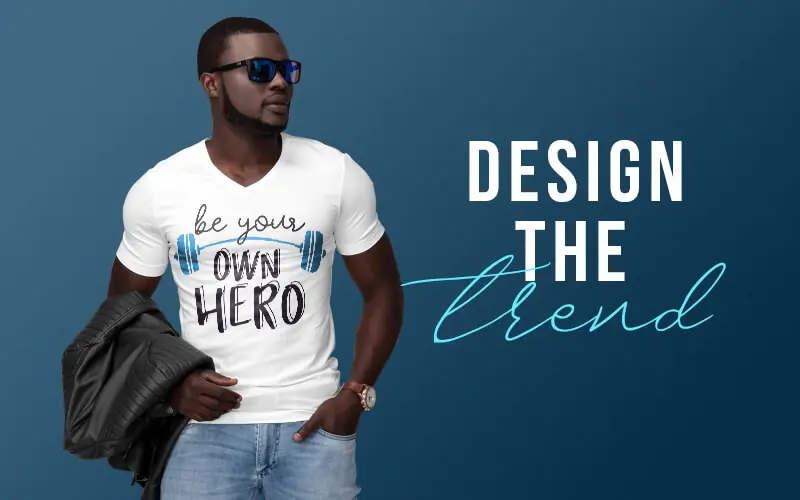 Design the trend design- man wearing white t-shirt