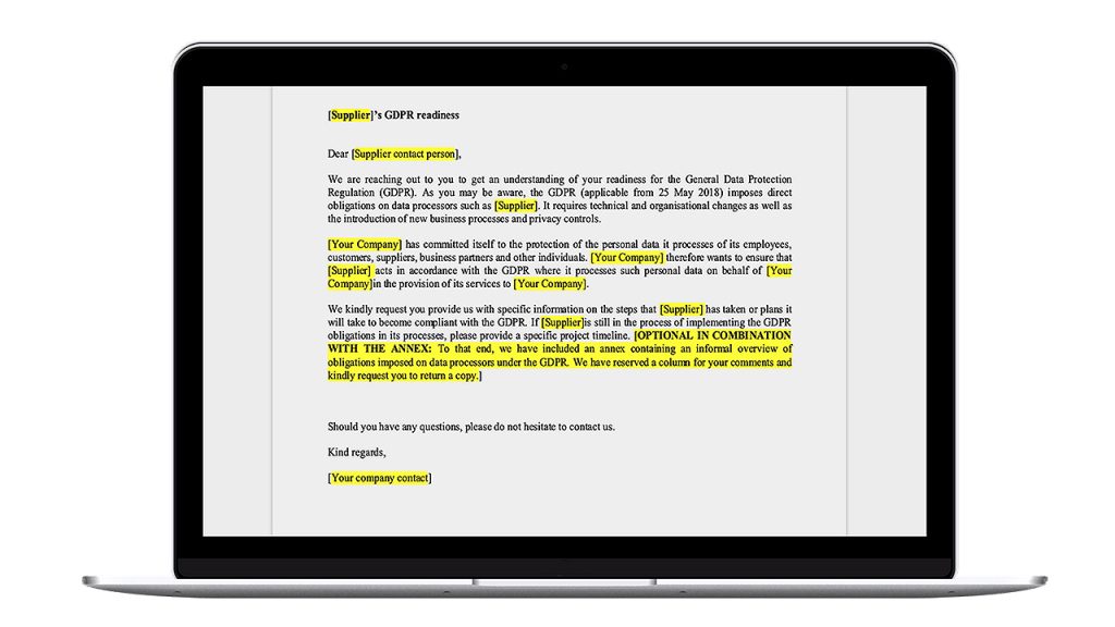 GDPR readiness letter template - Digidly - data protection policy templates