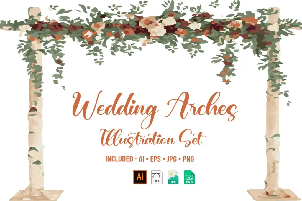 weddings arches watercolor illustrations