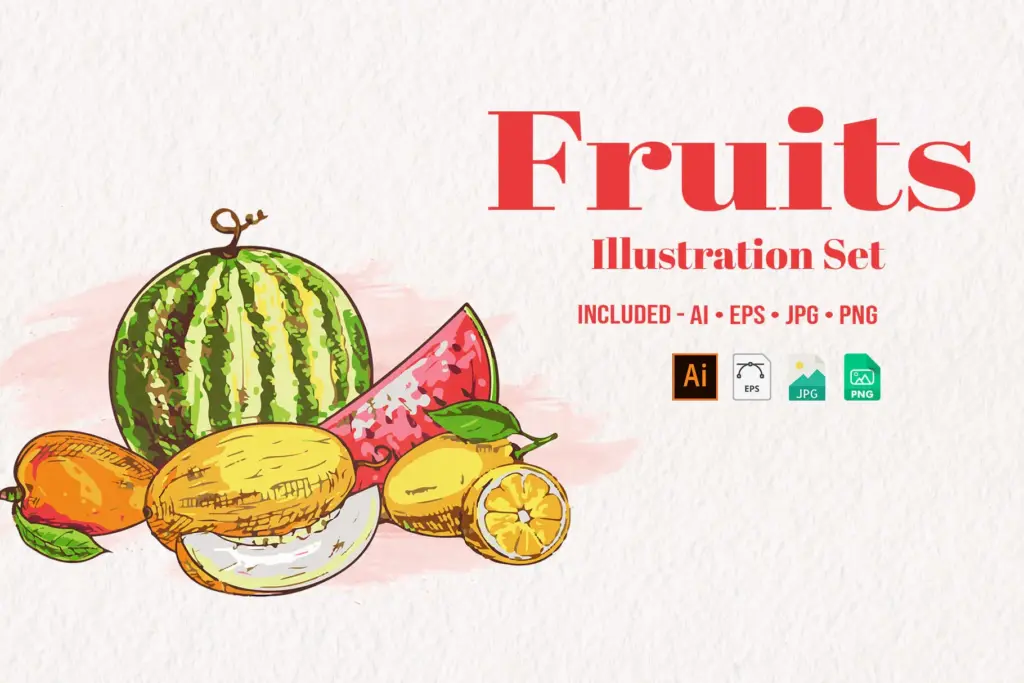 fruits watercolor illustrations