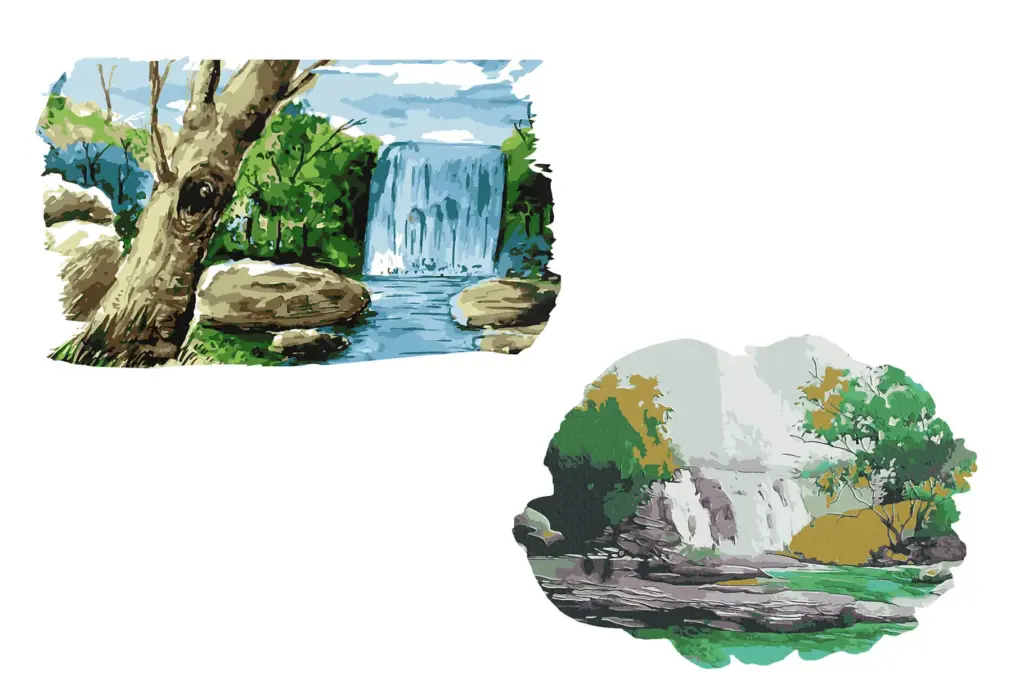 waterfall watercolor Vectors