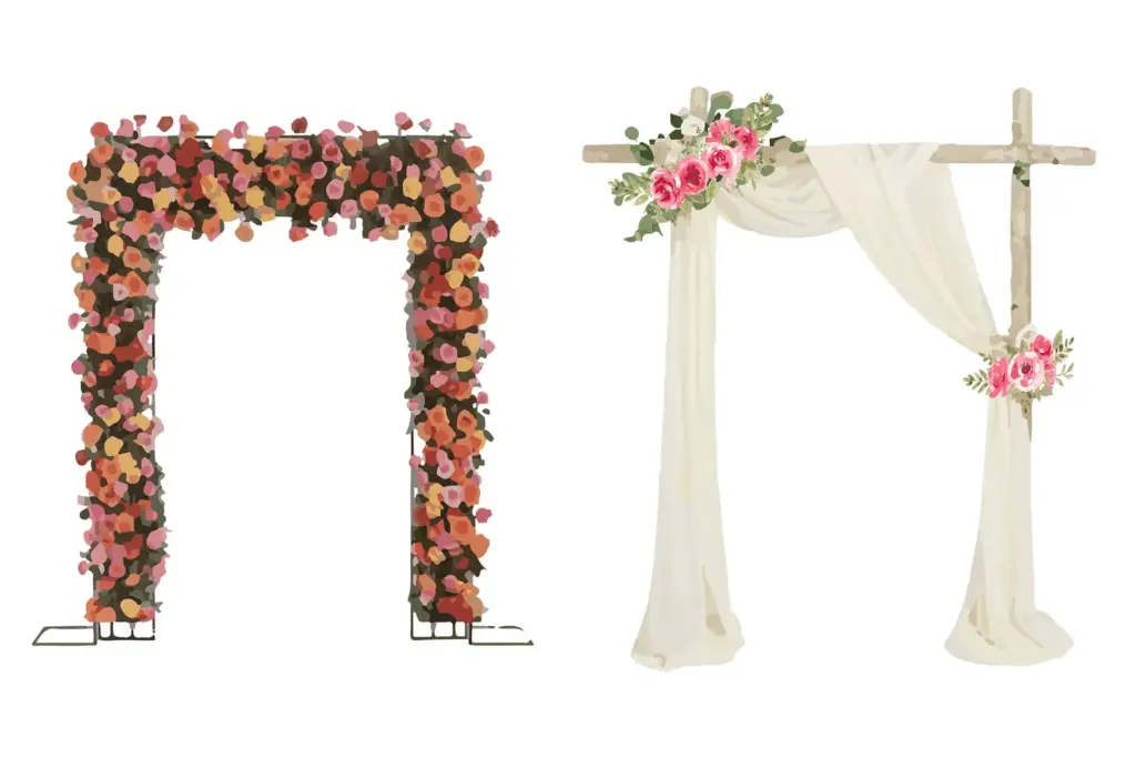 watercolor illustrations of beautiful wedding arches