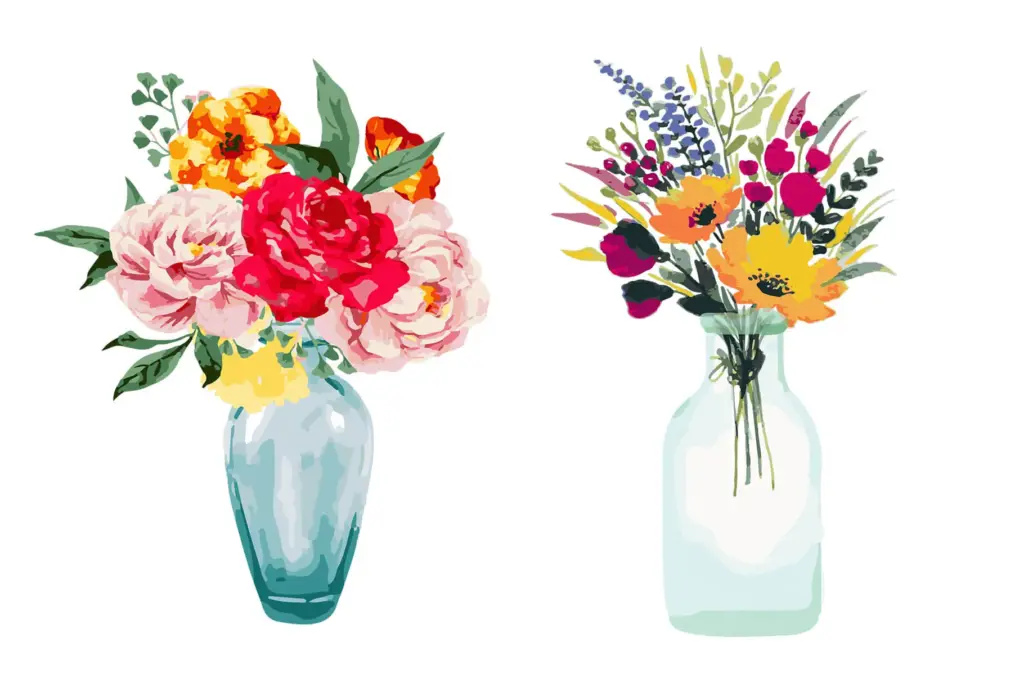 beautiful flower vase watercolor illustration