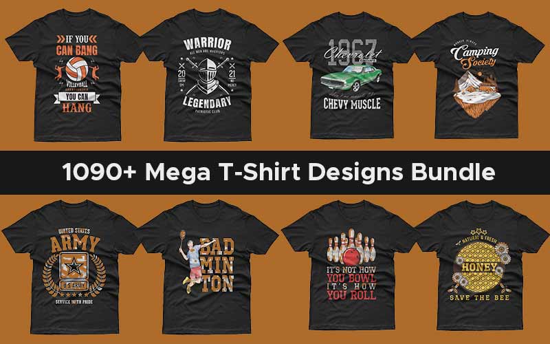 1090+ Mega T-Shirt Designs Bundle