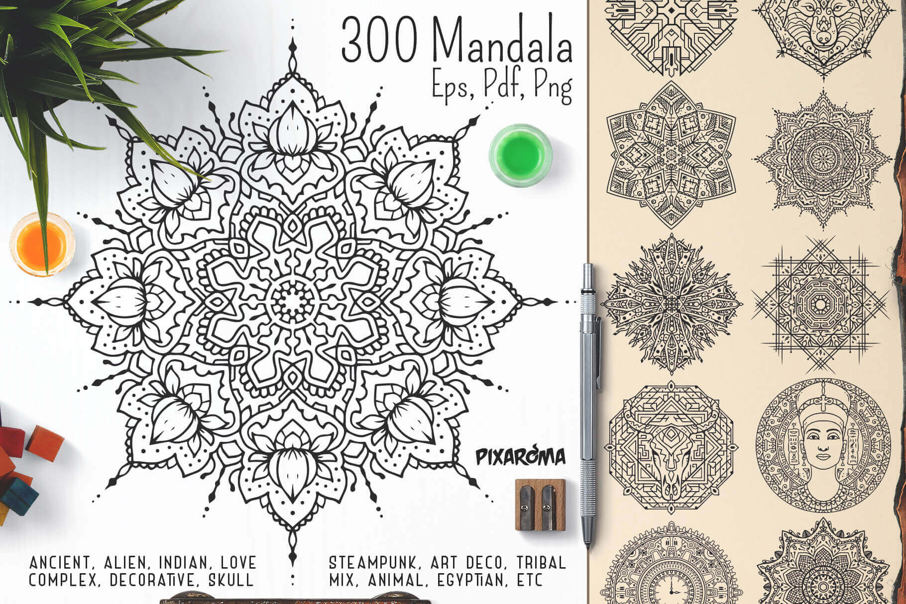 Bundle Of Mandala Ornaments - 300 Vector Mandala Ornaments Preview