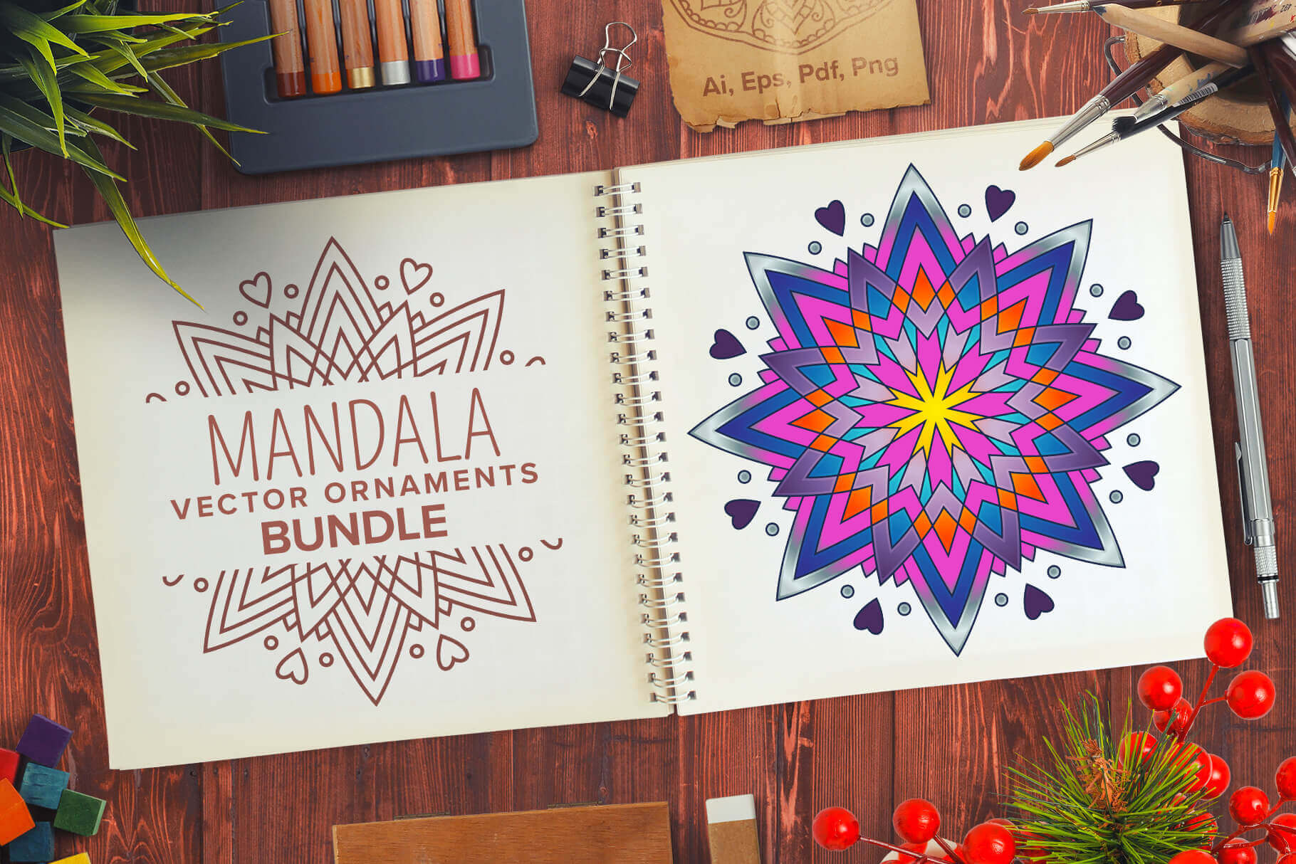 Bundle Of Mandala Ornaments - 01Mandala Vector Ornaments Bundle Preview