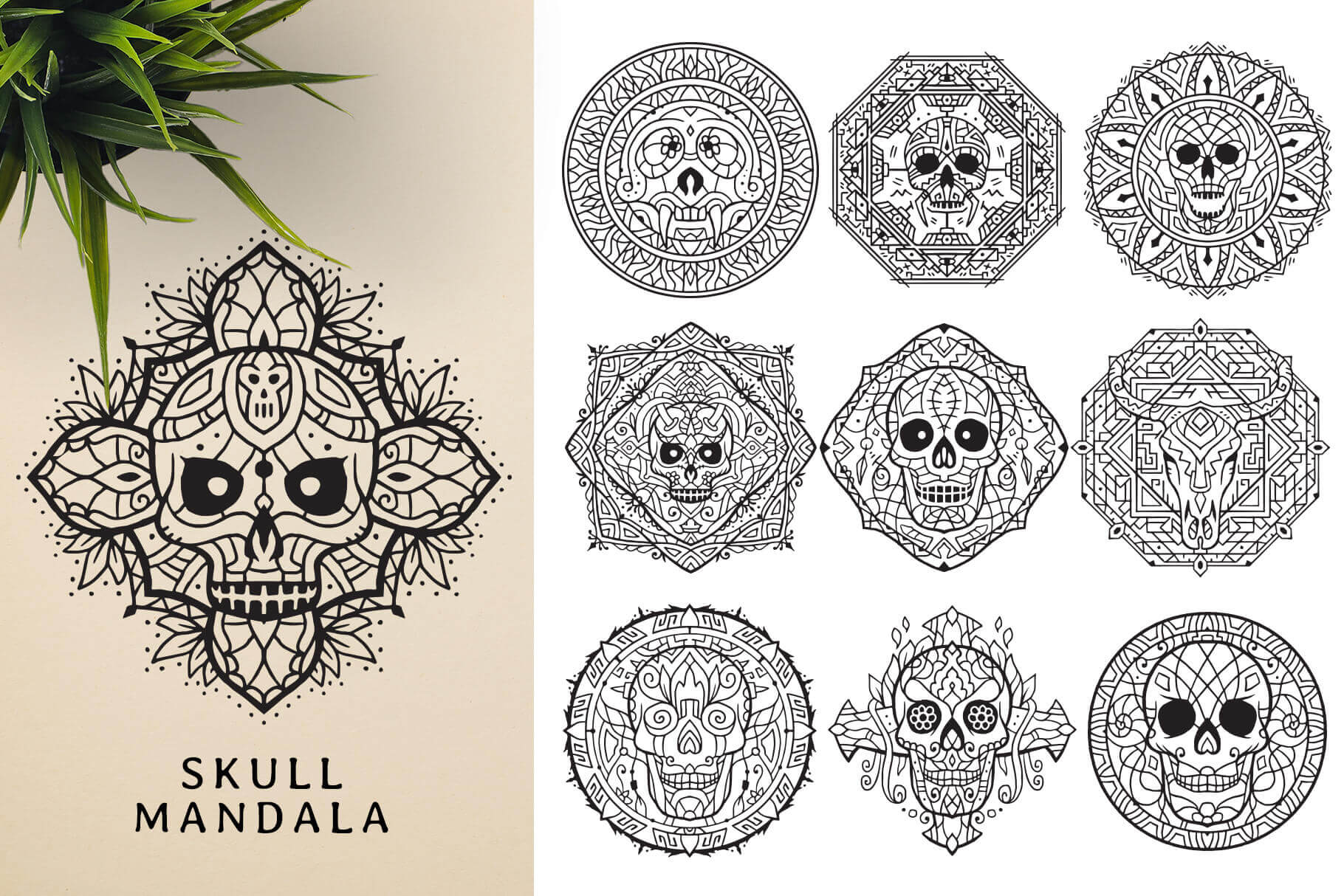 Bundle Of Mandala Ornaments - Skull
