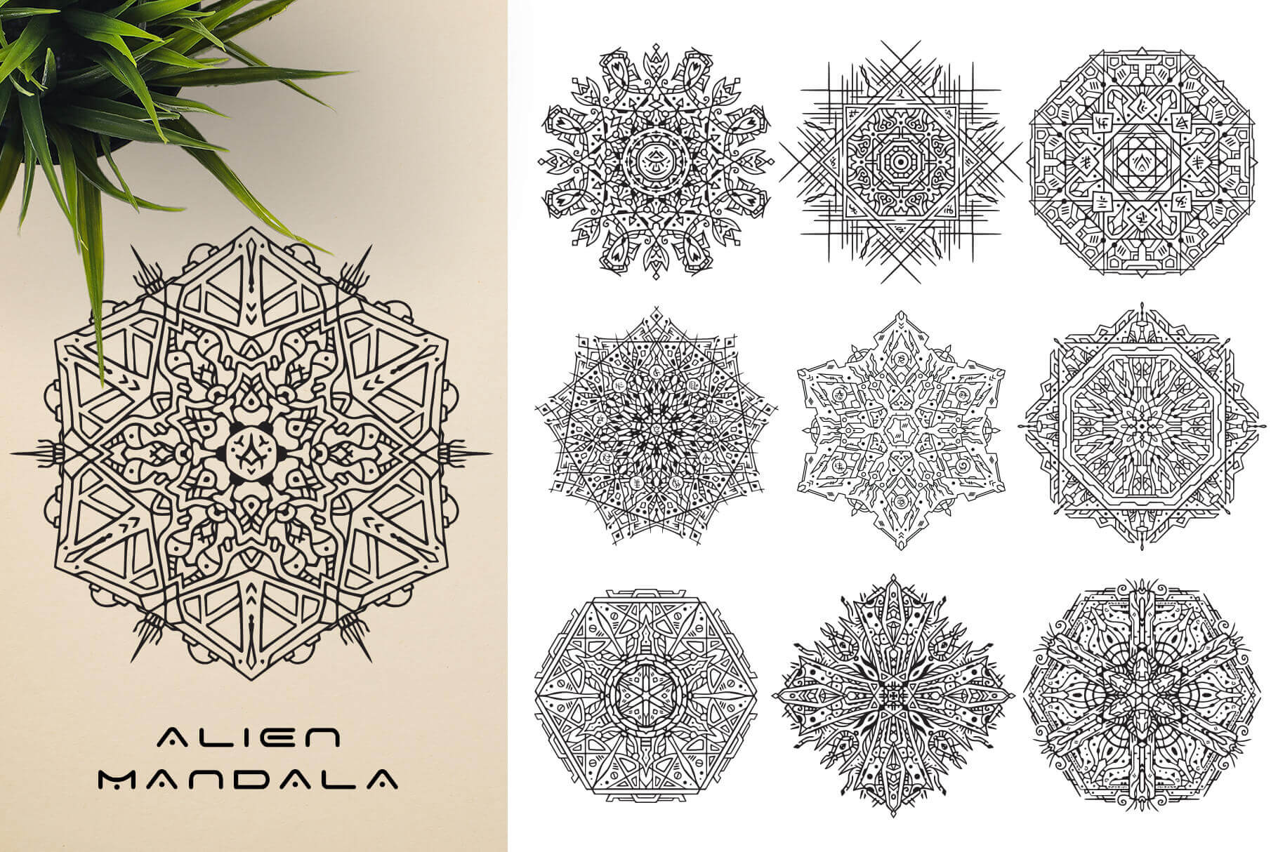 Bundle Of Mandala Ornaments - Alien