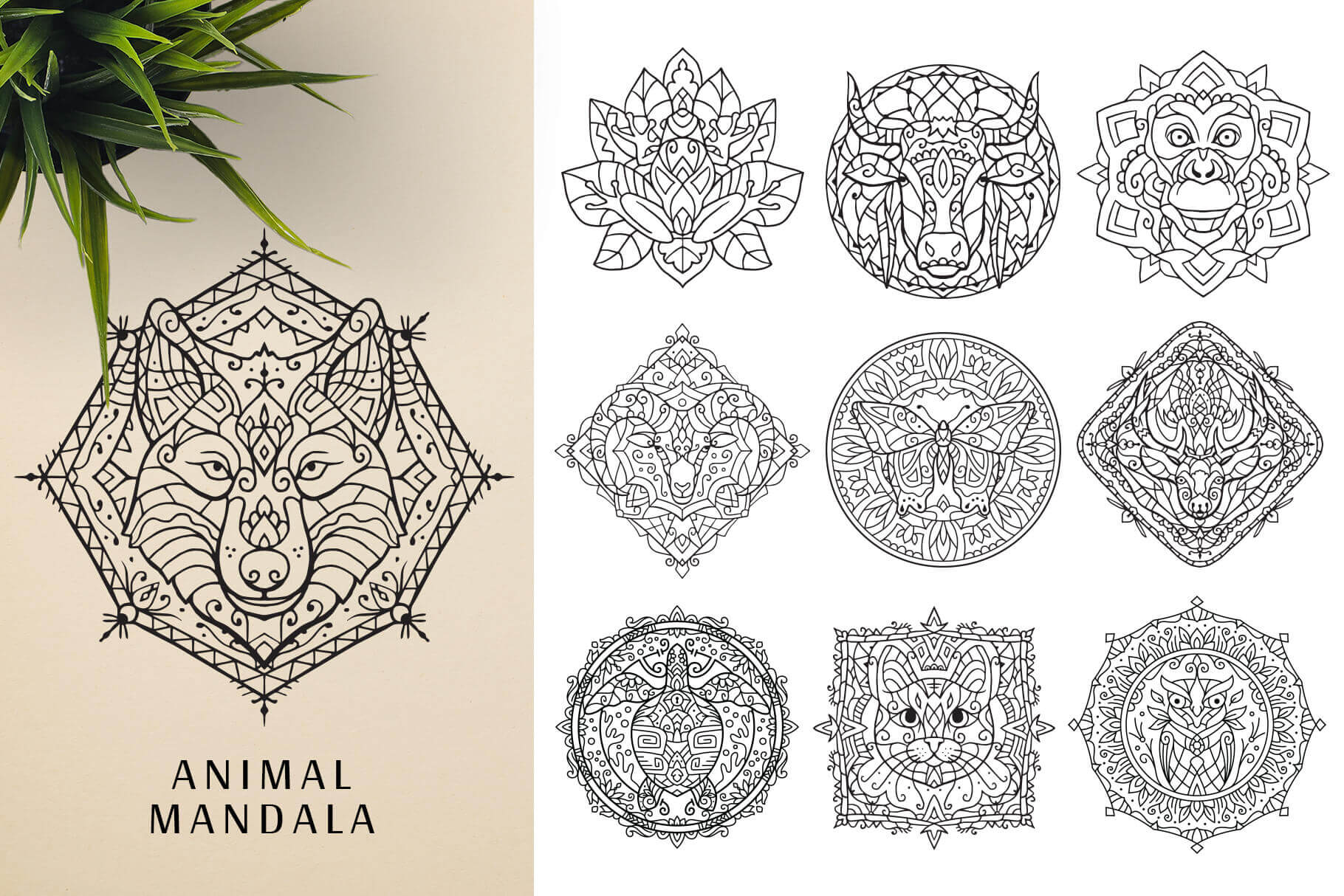 Bundle Of Mandala Ornaments - Animal Mandala