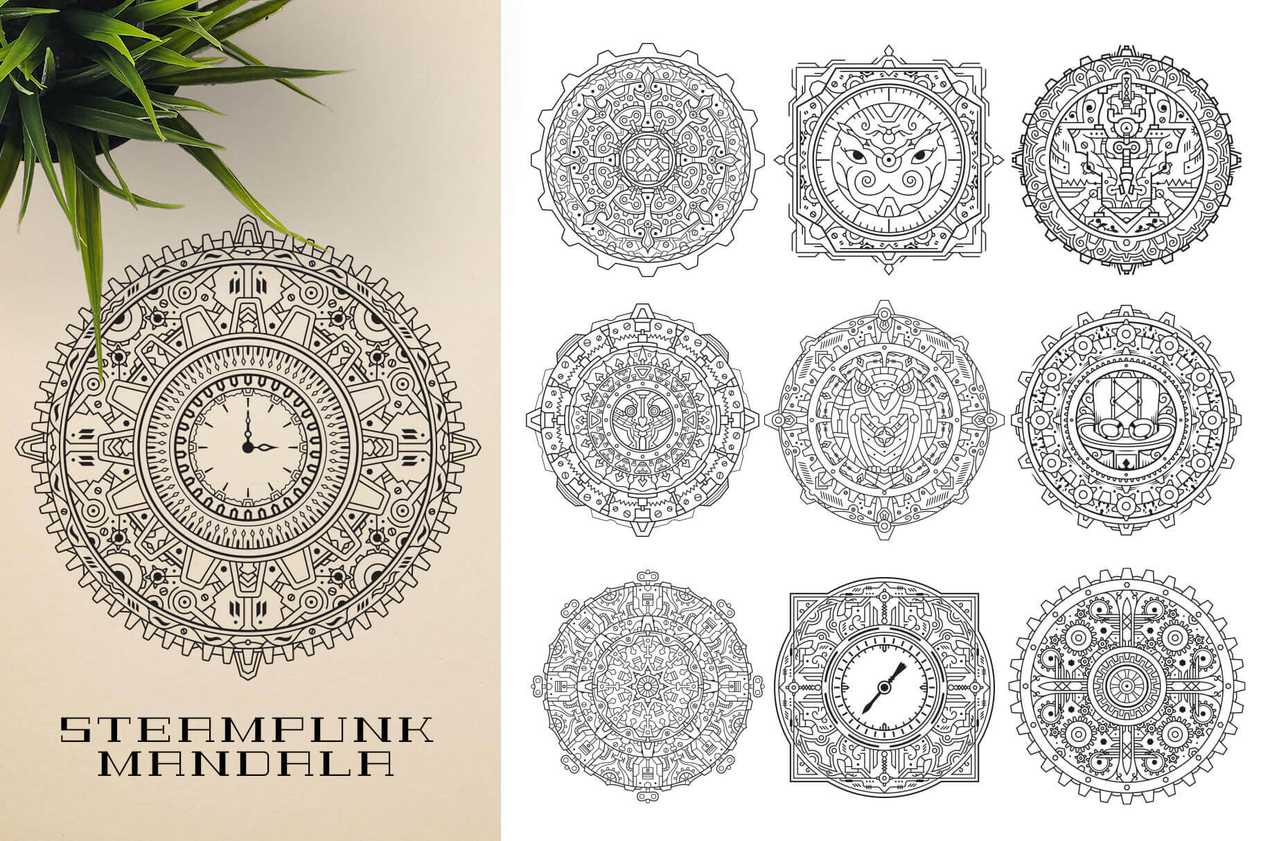 Bundle Of Mandala Ornaments - Steampunk