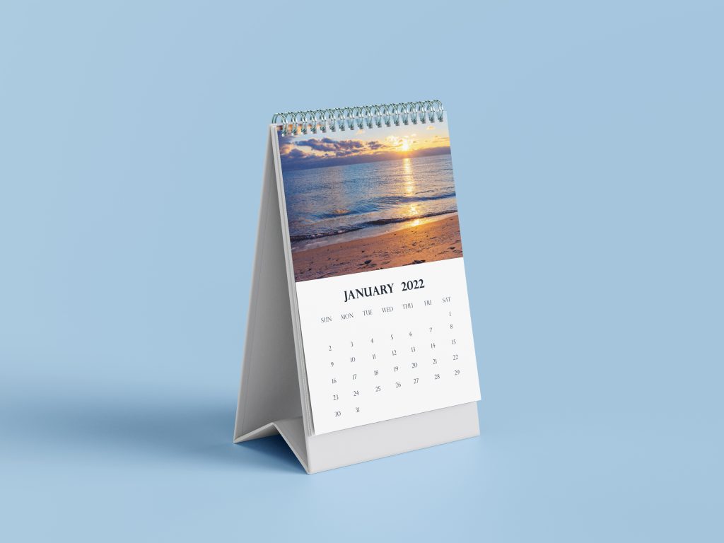 blue Vertical calendar mockup
