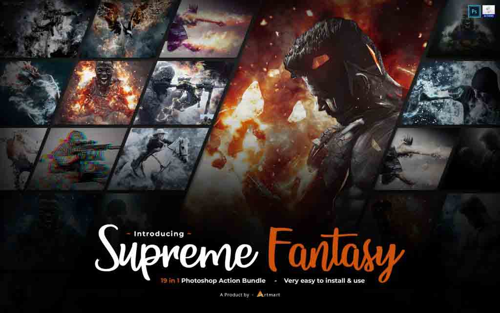 Different photoshop effects included in Supreme Fantasy Photoshop Action Bundle