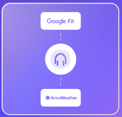 Google Fit and Accuweather connected on wired vibe music for focus and mental health app