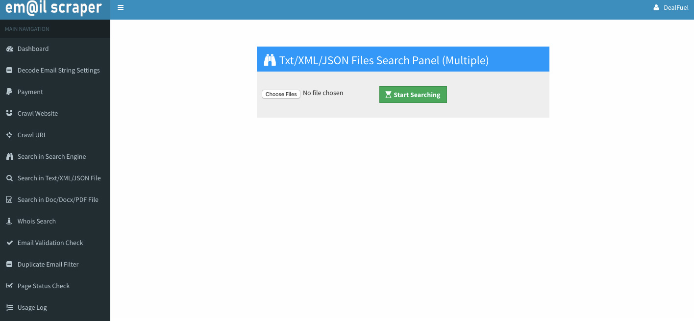 File Search Panel Feature Preview - email extractor software