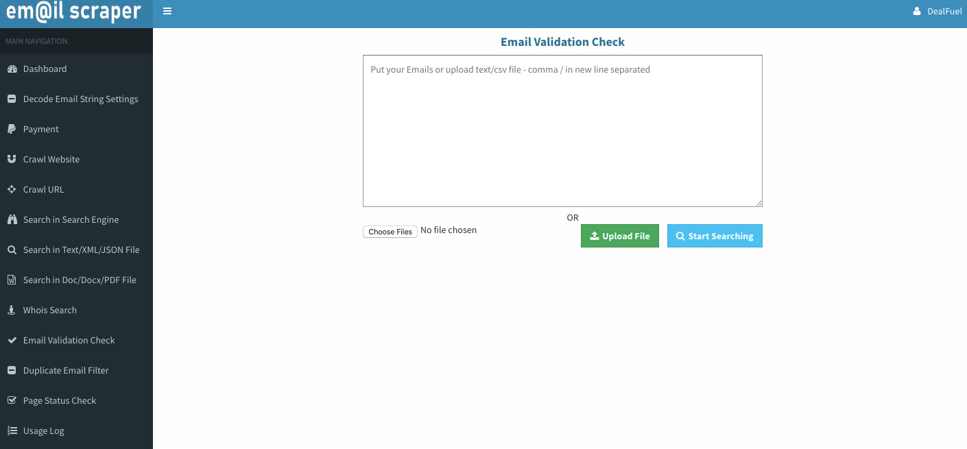 EmailScraper - Email Validation Check Preview- website crawler tool