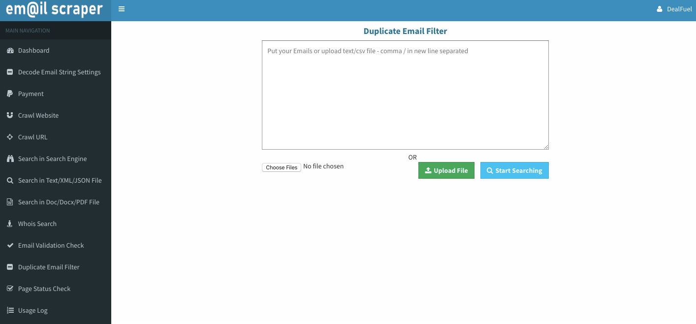 EmailScraper - Duplicate Email Filter