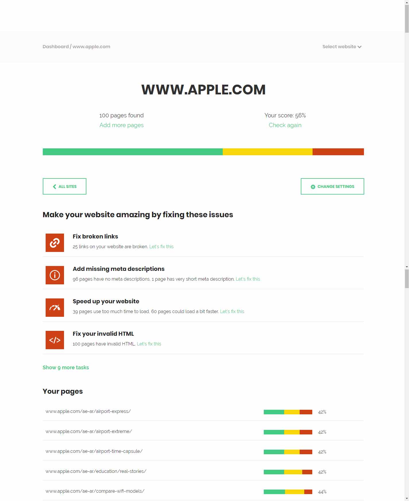 Perform site audits - web analyzer tool